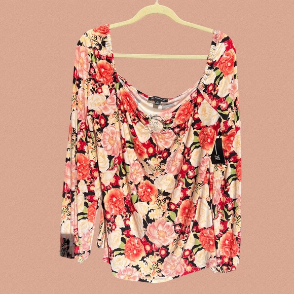 INC INTERNATIONAL CONCEPTS WOMENS FLORAL-PRINT SQUARE NECK RING TOP SIZE XL NWT! - Picture 2 of 4